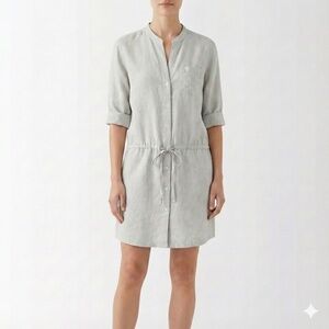 STANDARD JAMES PERSE 100% Linen Khaki Drop Waist Button Front Shirt Dress Sz L
